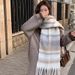 Scarf For Women Winter High-End Colorful Furry Tassel Large Shawl Warm Versatile Atmosphere Striped Neck Warmer_voghion.com