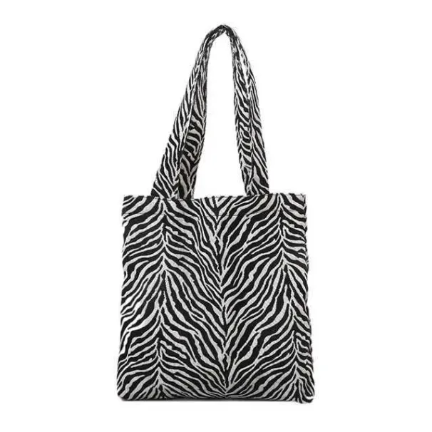 Vintage bra creative zebra striped canvas handbag large capacity lower Fem travel shopping bag Y241026_voghion.com