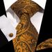 Cravatta paisley jacquard vintage da 8,5 cm, gemelli da taschino da uomo, stile business formale, set da 3 pezzi_voghion.com