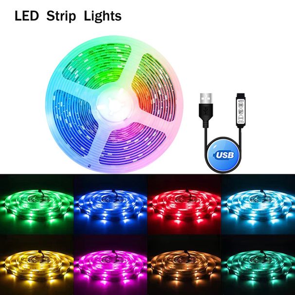 5-V-USB-RGB-LED-Lichtstreifen, Bluetooth-/IR-Fernbedienung, 5050 SMD 18 LEDs/m, 16 Millionen Farben, DIY-Synchronisierung mit Musik_voghion.com