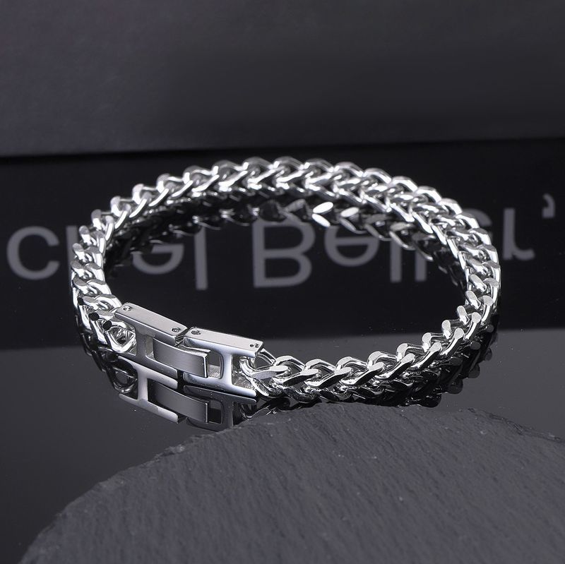 Summer New Hippo Stainless Steel Hip-Hop Men's Cuban Chain Dominant Folding Clasp Franco Bracelet_voghion.com