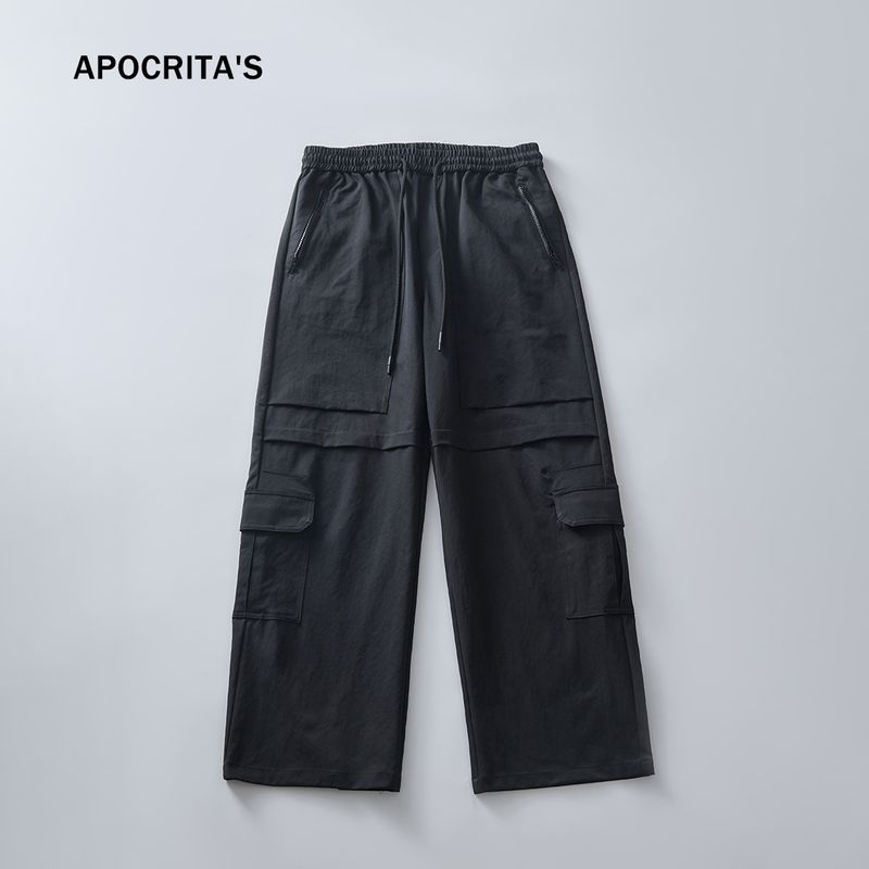 Herrenbekleidung Overalls für Herren, High-End-Trendmarke, lockere, gerade, elastische Freizeithose mit Schnürung_voghion.com