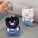 Authentic Fluffy Little Pet Cat Denim Overalls Couple Pair Plush Pendant Exquisite Backpack Keychain Doll_voghion.com