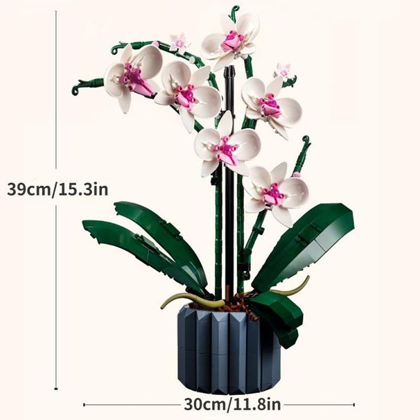 Orchid Phalaenopsis Bouquet Flower Potted Bonsai Ornament Lego Model, Assembled Building Blocks DIY Educational Toys For Children Toy Gift_voghion.com