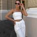 Damenbekleidung Weißes Tube-Top Weste Hohe Taille Lose Schlanke Hose Anzug Mode Neuer Zweiteiler Anzug Für Frauen_voghion.com