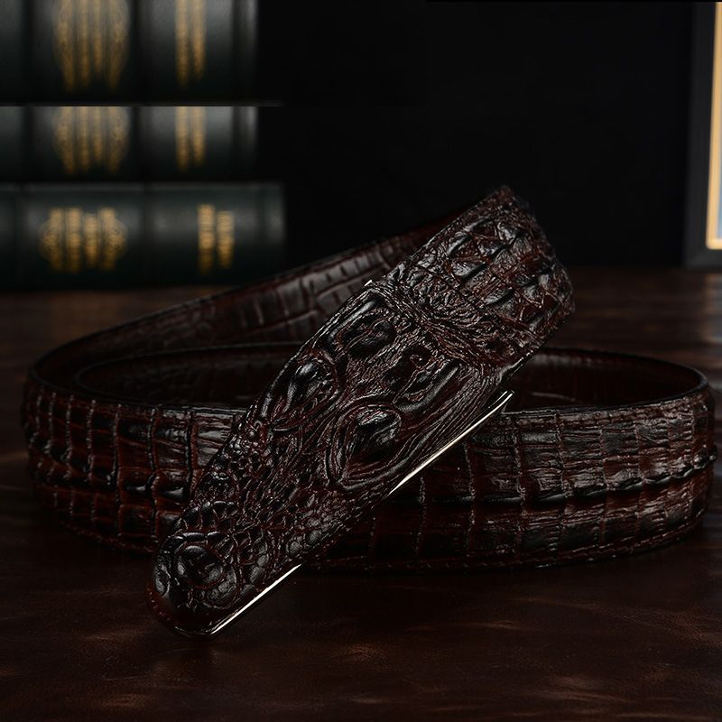 HOT Snake Buckle Crocodile Patter Genuine Leather Belts for Men High Quality Vintage Brand Jeans Strap ZD2110_voghion.com