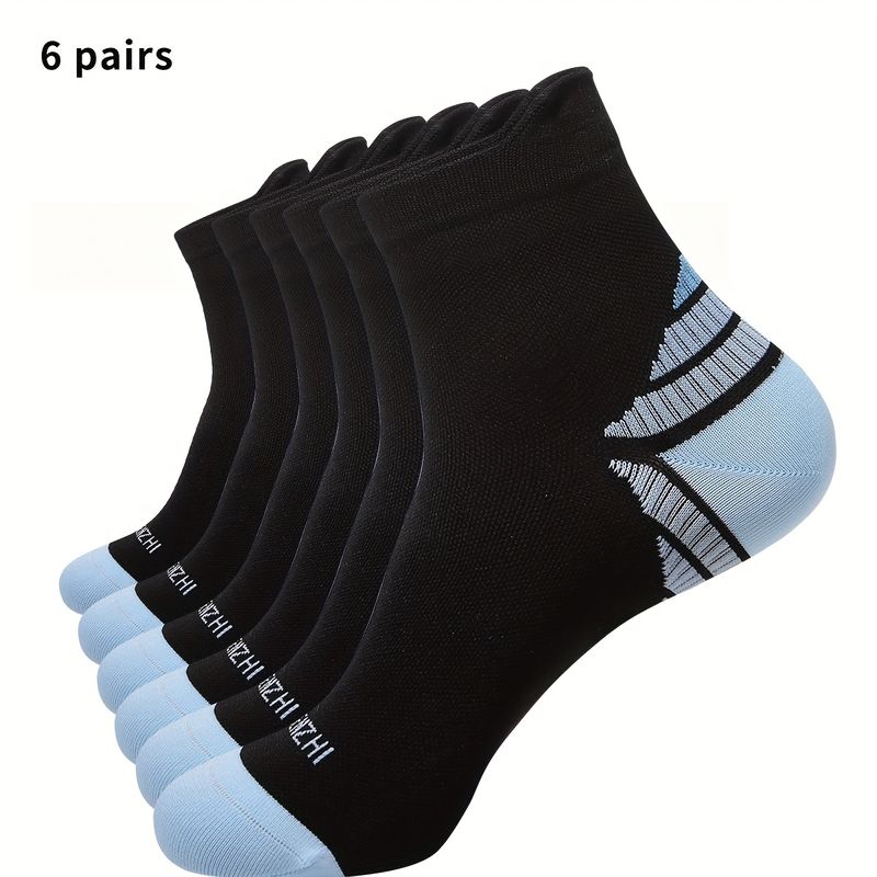 6-Pack Unisex Mid-Calf Compression Socks 15-20mmHg For Running, Cycling, Gym & Work_voghion.com