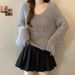 Mädchenpullover im europäischen Stil mit Paillettenkragen für Damen, Herbst und Winter, Übergröße, lockere Passform, hochwertiges Tragegefühl, kurz_voghion.com