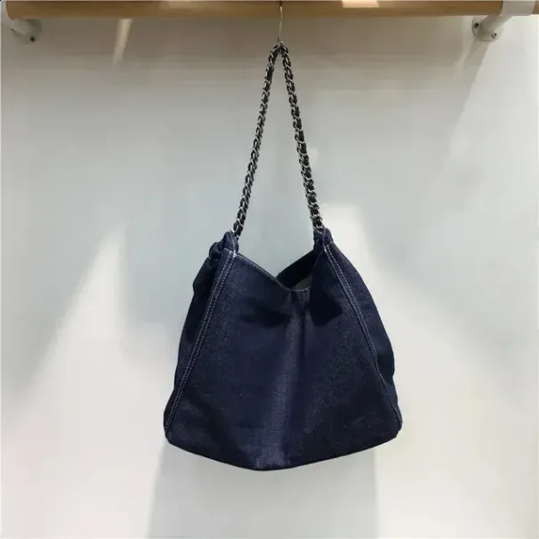 Borsa a tracolla grande in tela di jeans calda per donna, borsa a tracolla alla moda coreana -_voghion.com
