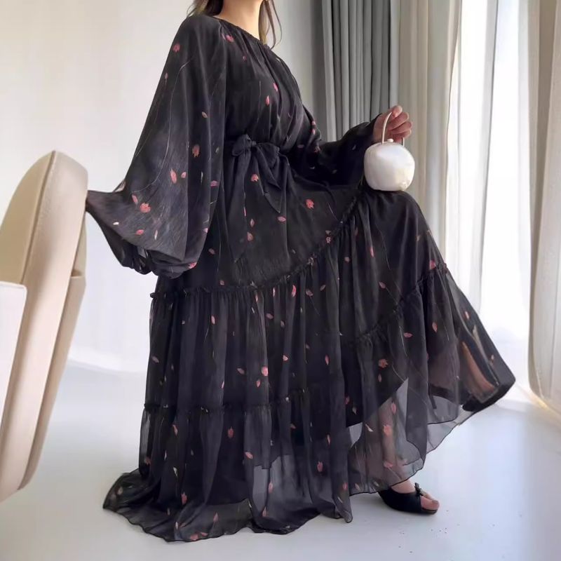 Vêtements pour femmes automne nouvelle mode imprimé style bohème robe longue_voghion.com