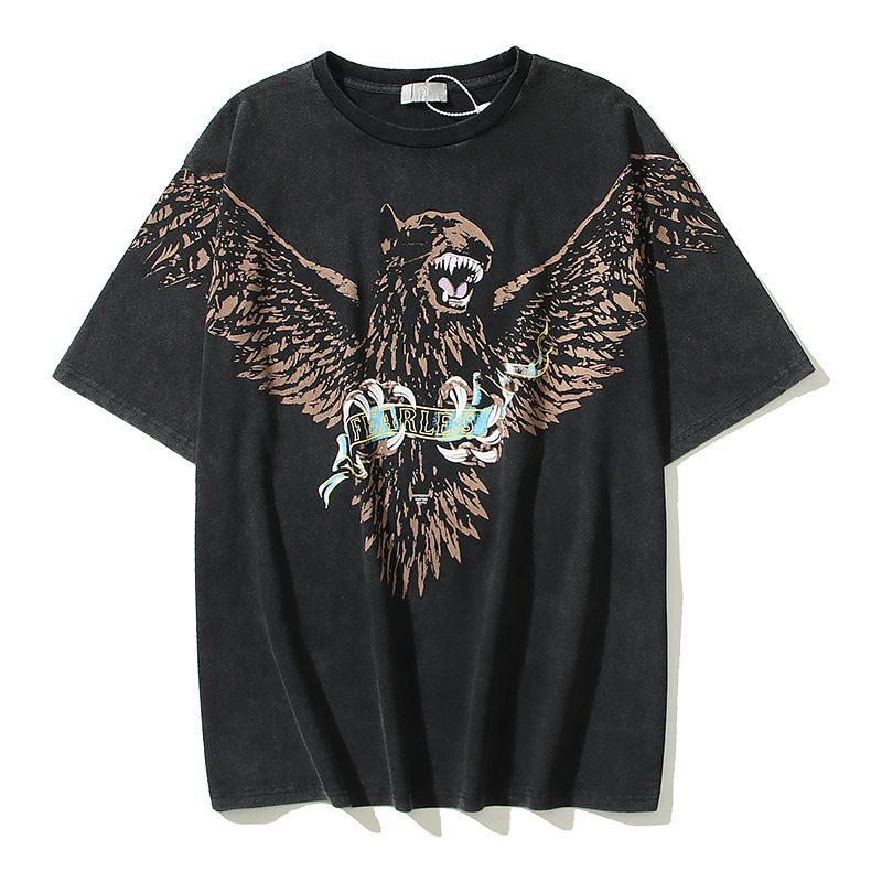 Abbigliamento da uomo REP old eagle dog stampa manica corta lavaggio vintage per fare la vecchia maglietta della distruzione_voghion.com