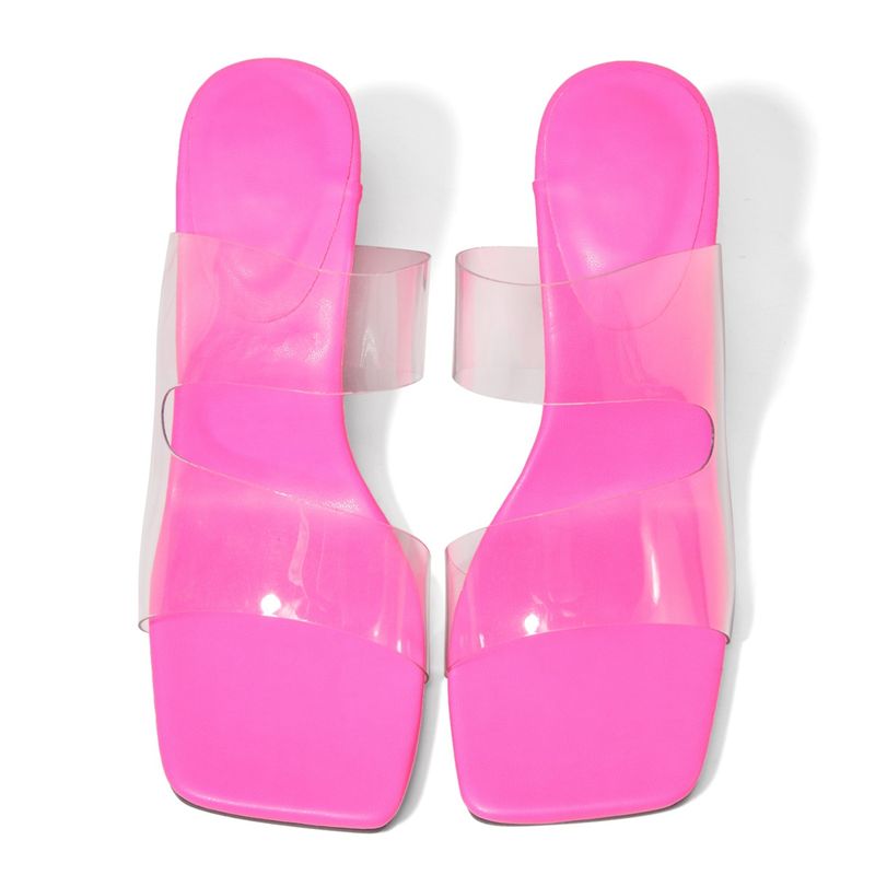 Women's Shoes fashionable high-heeled shoes, transparent PVC versatile high-heeled square-toe sandals and slippers in stock_voghion.com