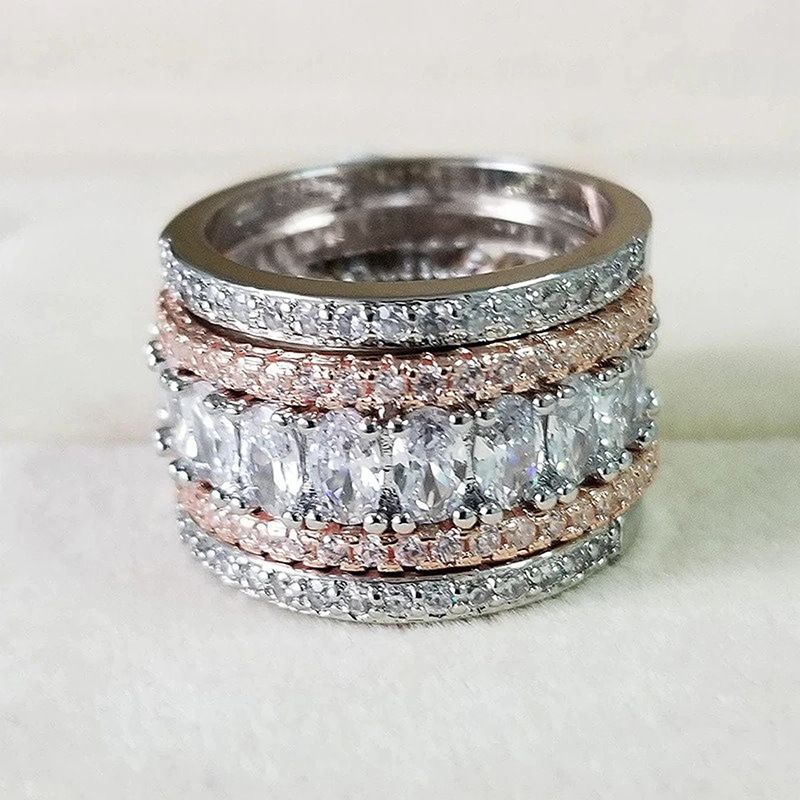 Anelli singoli, anelli robusti, nicchia, stile celebrità su Internet, gioielli geometrici, design ovale con zircone_voghion.com