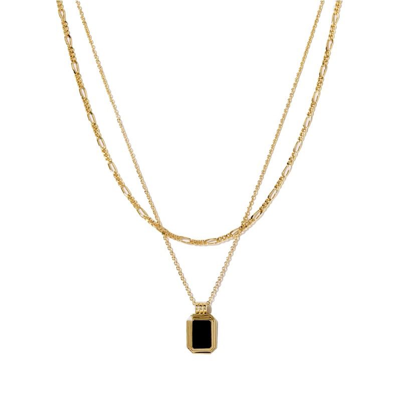 Black Agate Double-layer Layered For Women, Luxurious And High-end Design, White Mother Shell Multi-layer Collarbone_voghion.com