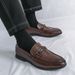 European Style British Lazy Slip-On Loafers Horsebit Men's Driving Formal Cross-Border Business Leather Shoes_voghion.com