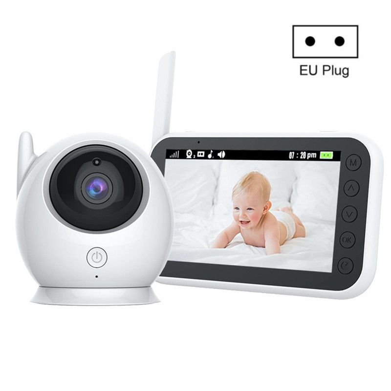 ABM100 4.3 Inch Wireless Video Color Night Vision Baby Monitor 360-Degree Security Camera(UK Plug)_voghion.com