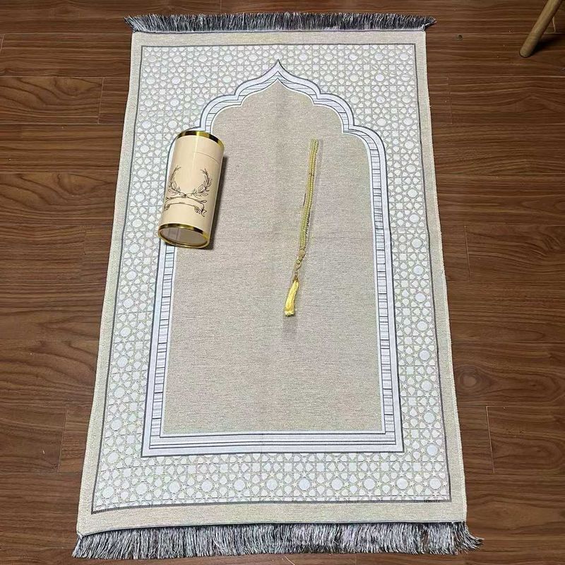 Coperta da preghiera musulmana portatile, set regalo con tubo, essenziale per la casa, da viaggio, con rosario, set regalo da tre pezzi_voghion.com