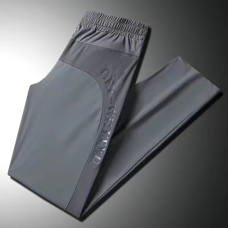 Pantaloni casual in seta ghiacciata da uomo, estivi, da esterno, ad asciugatura rapida, sportivi, dritti, sottili, traspiranti, di grandi dimensioni_voghion.com