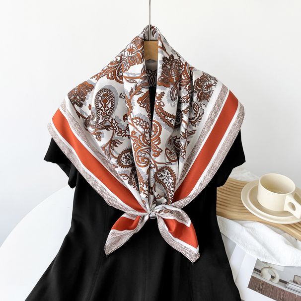 90 cm sidenhalsduk med blommig modetrenddesign sommartunn fyrkantig handduk lätt, mjuk, andningsbar sjal_voghion.com