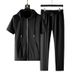 Men's Lightweight Hooded Sweatshirt Set - Casual Sportswear Pullover With Long Pants For Spring & Summer_voghion.com