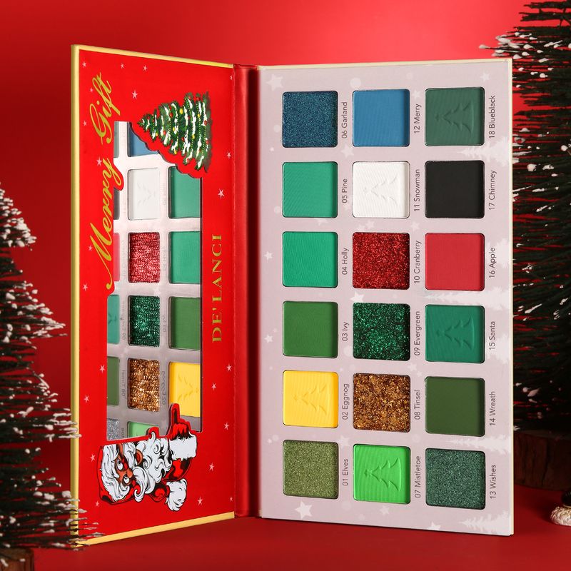 18 color eyeshadow tray Christmas Red green series snow Blue pearl matte gold onion makeup_voghion.com