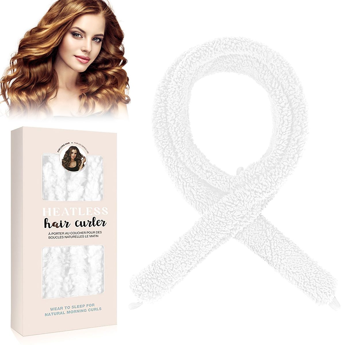 Satin Heatless Hair Curler, Lazy Natural Soft Wave DIY Heatless Curls For Sleep In Overnight, For All Hair Types - White_voghion.com