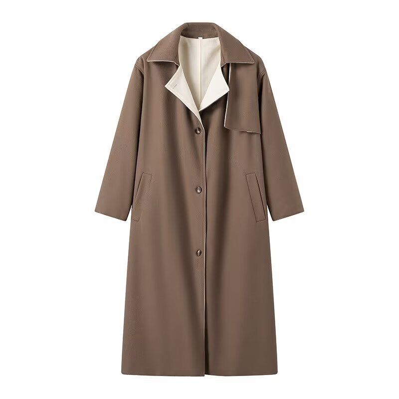 Veste coupe-vent longue ample à la mode urbaine pour femme automne/hiver, couleur unie, C91751_voghion.com