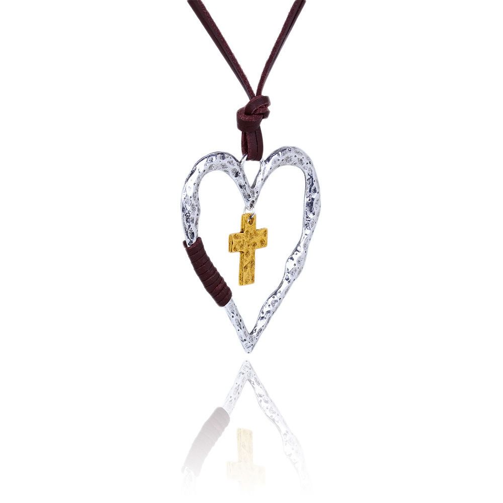 Nuova collana regalo con ciondolo a forma di cuore con croce, squisita_voghion.com