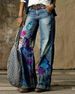 Women's clothing twill ladies jeans printed jeans thin casual pants_voghion.com