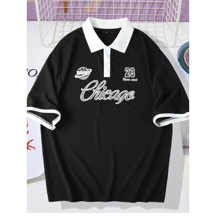 Men's Lapel Polo Shirt European And American Street Sports Short Sleeved T Shirt Polo Shirt Style_voghion.com