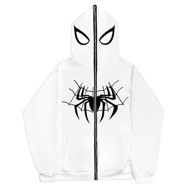 Diablo Y2K Spider Print Sweatshirt Herr- och Damtröjor Gotiska Harajuku Stor Storlek Lång Dragkedja Hoodie_voghion.com