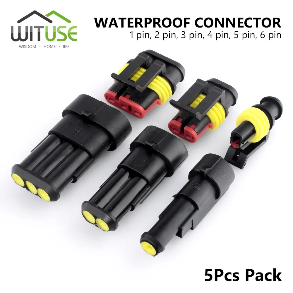 5 teile/los 1/2/3/4/5/6 Pins Weg AMP Super Dichtung IP68 Wasserdichte Elektrische Draht Stecker Für Auto Wasserdichten Stecker_voghion.com