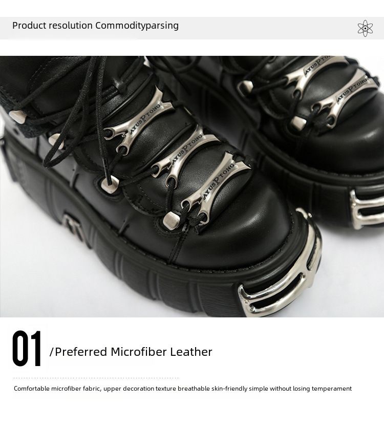 Lederschuhe mit Schnürung im Punk-Stil für Damen_voghion.com