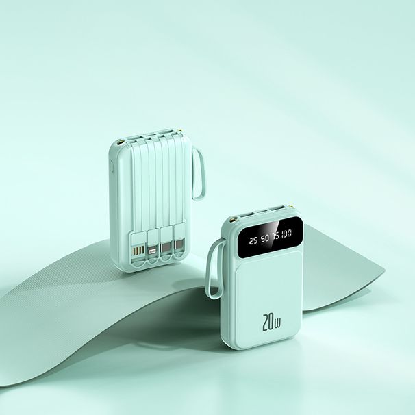 20000mAh Portable Power Bank With Built-in Cable, Compact & Lightweight, Custom Logo, Fast Charging, PD3.0, ABS+PC Case, Travel-Friendly_voghion.com