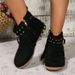 Large Size Rivet Fringe Metal Buckle Short Boots Autumn And Winter New Flat Warm Women's Boots_voghion.com