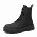 Bottes Martin montantes en cuir pour hommes, bottes mi-hautes en cuir souple à semelle épaisse et velours noir Locomotive pour garçons_voghion.com