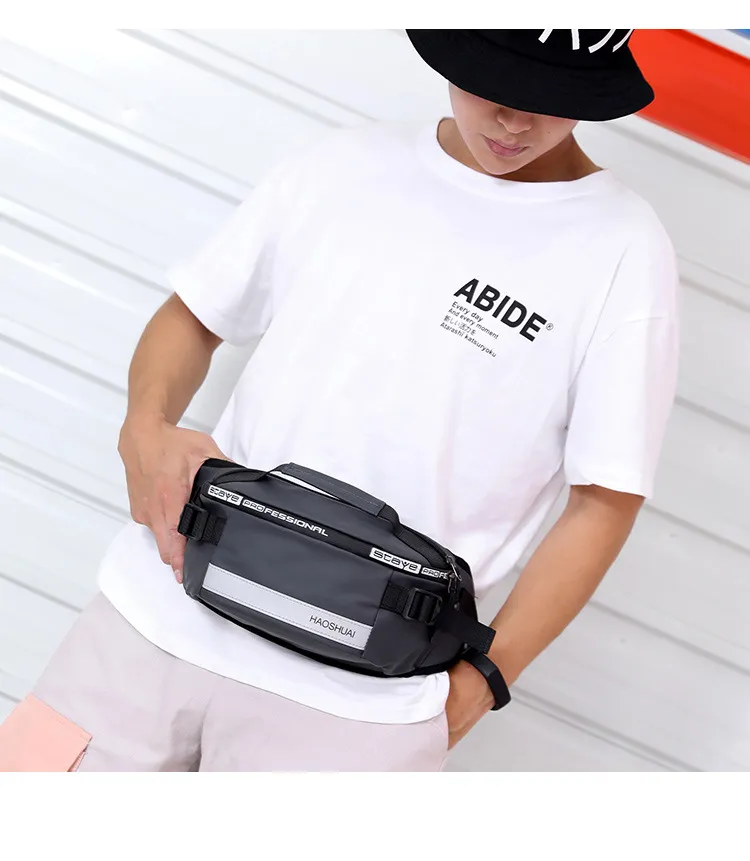 New Fashion Outdoor Running Fit Waistpack Reflective Stripe Chest Anti Theft Mobile Cashier Bag_voghion.com