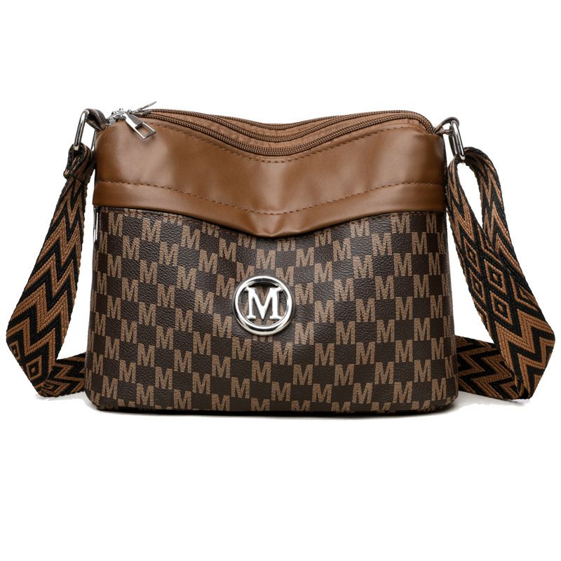 Borsa a tracolla in PU stampato alla moda con tripla cerniera - Leggera e spaziosa per gli oggetti essenziali di tutti i giorni | Design minimalista in marrone, beige, nero_voghion.com