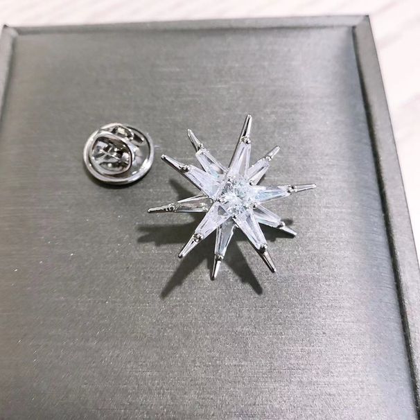 Koreanische version von zirkon kleine schneeflocke brosche kragen pin anzug mantel taste zubehör anti exposition feste abzeichen manschettenknöpfe_voghion.com