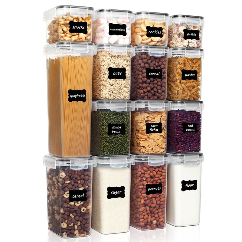 15-Piece Food Storage Container Set – BPA-Free Airtight PP Plastic Canisters With Locking Lids (Stackable Kitchen Organizers)​_voghion.com