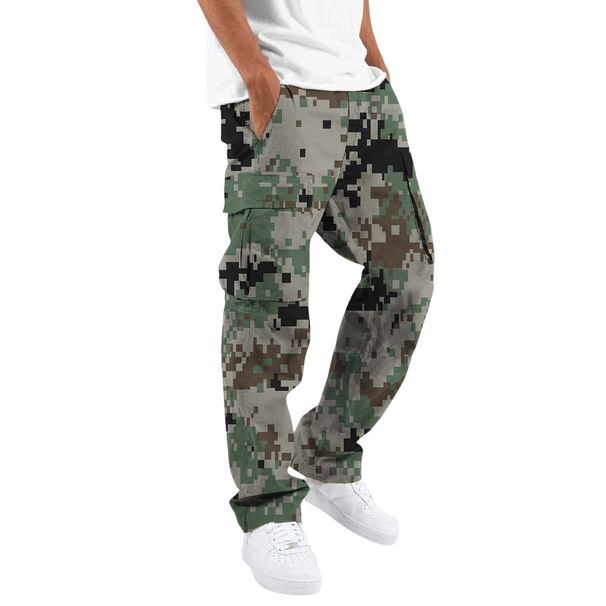 Herrenbekleidung Camouflage Overalls Outdoor Sporthosen Kordelzug Taschen Overalls Freizeithosen_voghion.com