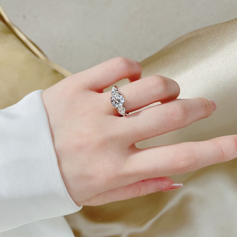 Anello da donna Destiny Life S Silver Heart Eight Micro Yellow Round a forma di pera con tre pietre di diamanti_voghion.com