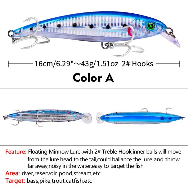 Bionic Floating Minnow Lua 16 cm 43 g Integrierter Stahldraht-Kunststoffköder Köder Süßwasser-Meeresangelausrüstung_voghion.com