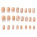 24pcs French White Press-On Nails - Floral Design With Glitter & 3D Rhinestones (Medium Square Shape)_voghion.com