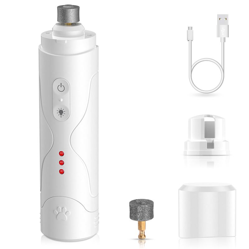 Amoladora eléctrica para mascotas con LED, nuevo cortaúñas para perros y gatos, alta potencia, cabezales de pulido dobles, 3 velocidades_voghion.com