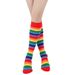 Calzini alti fino al ginocchio a righe colorate da donna, in cotone da uomo, di media lunghezza per le riunioni, al polpaccio arcobaleno_voghion.com