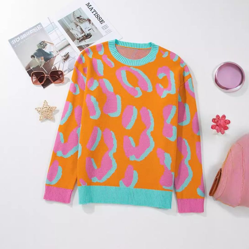 Felpa con cappuccio girocollo in maglia Shiying Autumn New con design personalizzato e maglione con stampa leopardata per donna_voghion.com