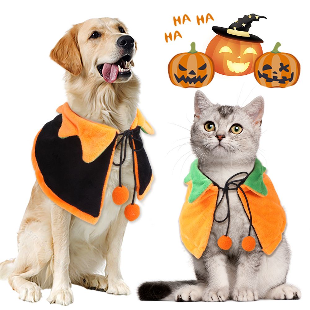 New Double-Sided Pumpkin Reversible Dog Cape Pet Cat Cute Halloween Accessories_voghion.com