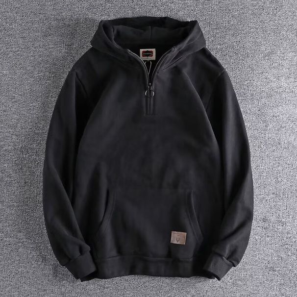 Men's Casual Zip-Up Hoodie With Print Design, Lightweight Cotton Blend, Relaxed Fit For Spring & Fall, Streetwear Essential In Grey/Green/Black/Red_voghion.com