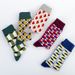 Unisex new style British style gentleman fashion socks casual happy socks geometric pattern style_voghion.com